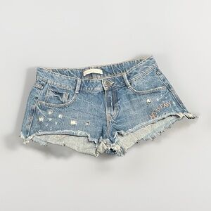 Zara Blue Distressed Jean Shorts